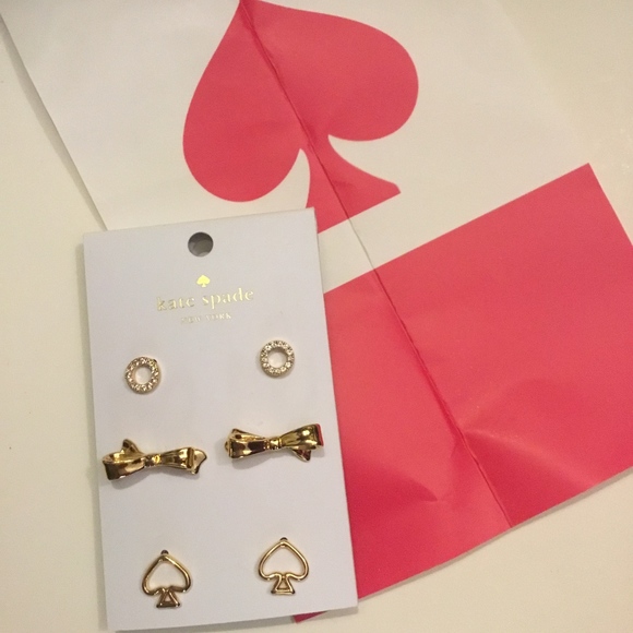 NWT! KATE SPADE 3 Piece 12 kt Gold Stud Essentials - Picture 3 of 7